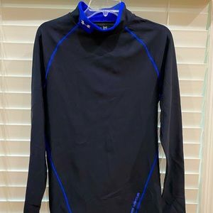 Under Armour Men’s Cold Gear Black w/ Royal Blue Accents Long Sleeve EUC Size XL